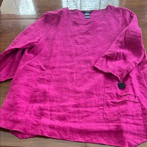 Ali Miles Fuchsia Linen Blouse